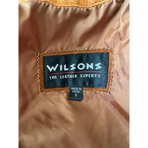 Vintage 80s Wilsons Rust Brown Suede Fringe Jacket Western Boho Cowgirl Small - Picture 9 of 10